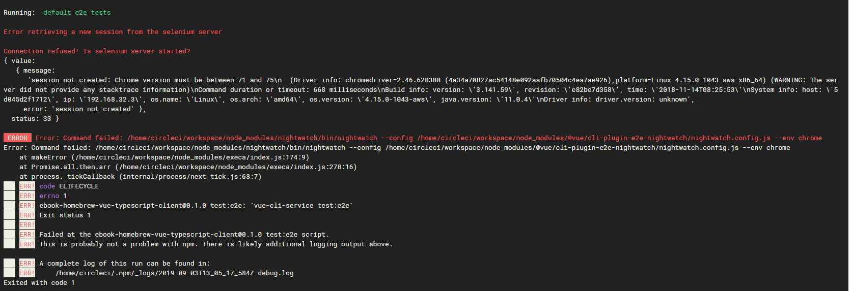 ChromeDriverのバージョン不一致エラーメッセージ:session not createdが表示されている