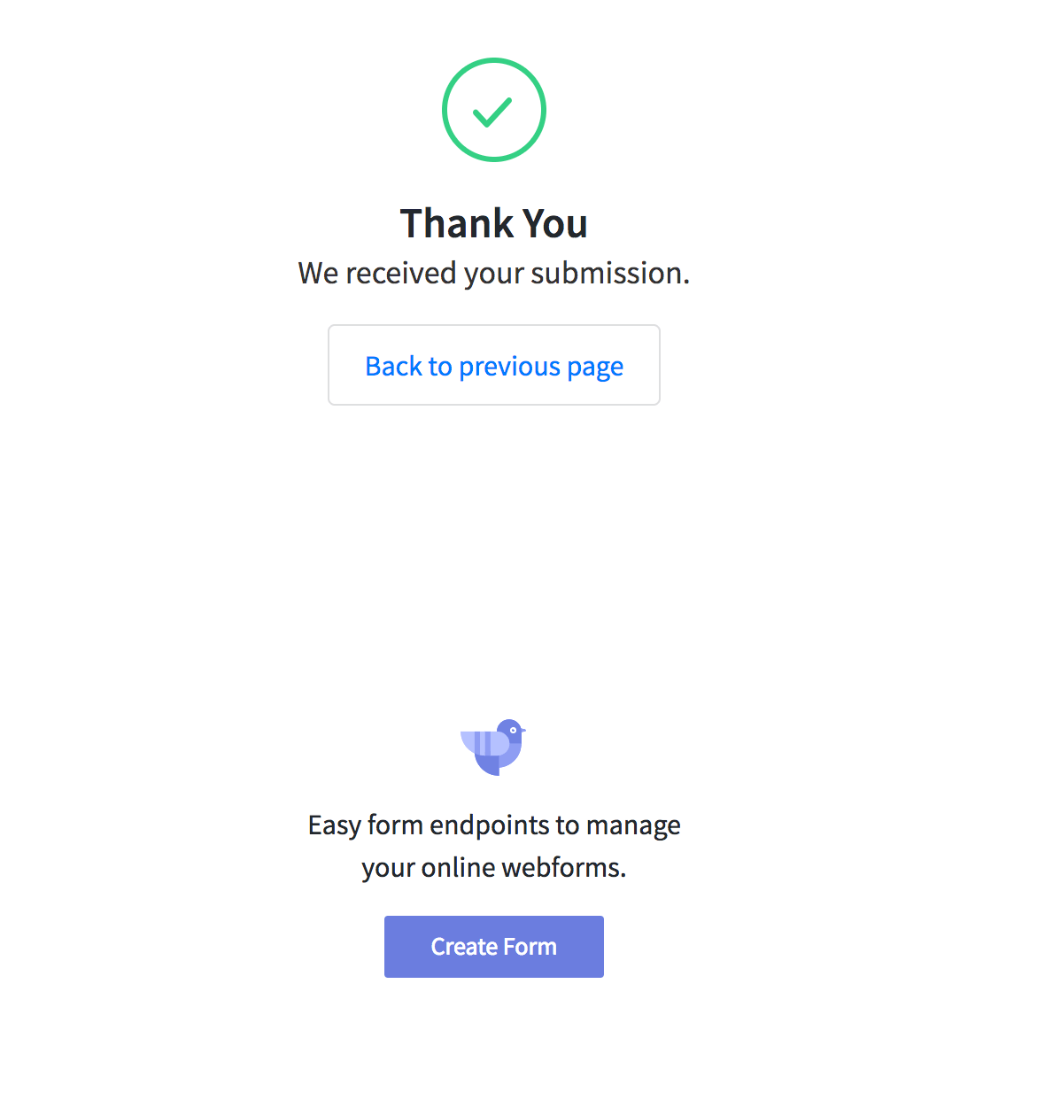Getform.ioのデフォルトThankYouページ